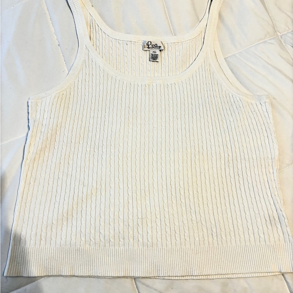 Lilly Pulitzer White Cable Knit Tank Top, PXL